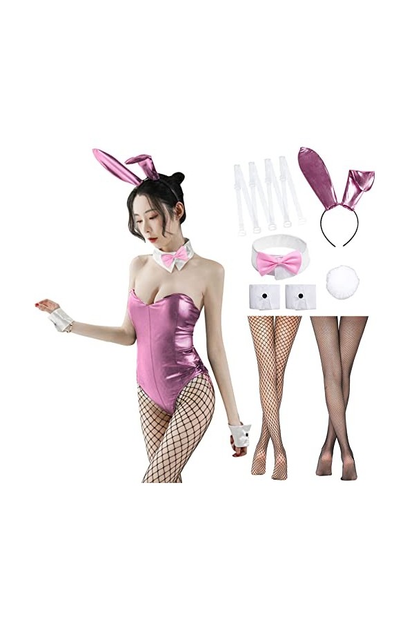 Alaiyaky Bunny Girl Senpai Cosplay Femme, 12 pièces, tenue sexy de lapin avec lingerie oreilles de lapin et chaussettes en fi