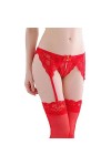 WEITING Femmes Sexy Dentelle Cuisse Transparente Jarretière sans Culotte Bretelles Réglables Bowknot Ceinture Bas sous-Vêteme
