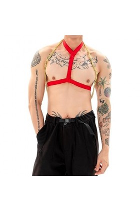 CHOUBAGUAI Sangle de Poitrine Sexy pour Homme Squelette Soutien-Gorge Corps Hardcore Lingerie Vêtements Bikini Collier Access