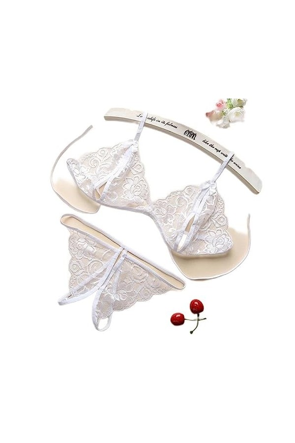 WEITING Lingerie Sexy Ensembles Cosplay Uniforme Femmes Dentelle Évider Sous-Vêtements Chauds Jupe Ensemble Ouvert Sexy Costu