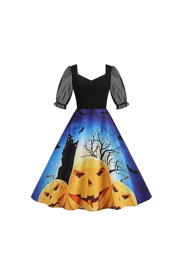 Costume dHalloween pour femme - Manches moyennes - Col en V - Maille cintrée - Coupe trapèze - Sexy - Longueur genou - Pour 