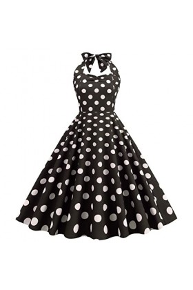 Hepburn Robe de soirée vintage années 50 avec épaules dénudées et dos nu sans manches - Swiss Dot - Taille haute - Robe de co