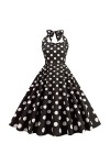 Hepburn Robe de soirée vintage années 50 avec épaules dénudées et dos nu sans manches - Swiss Dot - Taille haute - Robe de co