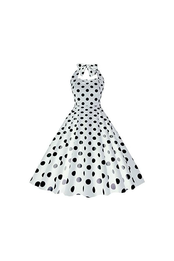 Hepburn Robe de soirée vintage années 50 avec épaules dénudées et dos nu sans manches - Swiss Dot - Taille haute - Robe de co