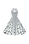 Hepburn Robe de soirée vintage années 50 avec épaules dénudées et dos nu sans manches - Swiss Dot - Taille haute - Robe de co