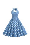 Hepburn Robe de soirée vintage années 50 avec épaules dénudées et dos nu sans manches - Swiss Dot - Taille haute - Robe de co