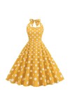 Hepburn Robe de soirée vintage années 50 avec épaules dénudées et dos nu sans manches - Swiss Dot - Taille haute - Robe de co