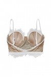 Lingerie Sexy en Dentelle Ultra Mince pour Femme Bralette Invisible Détail Cils Petite Femme Bustier, Blanc., M