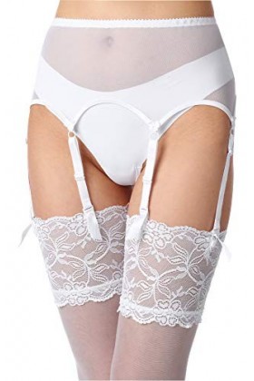 Merry Style Porte-Jarretelles en Dentelle Lingerie Sexy sous-vêtement Femme MSKS912 Ebène, XXXL 