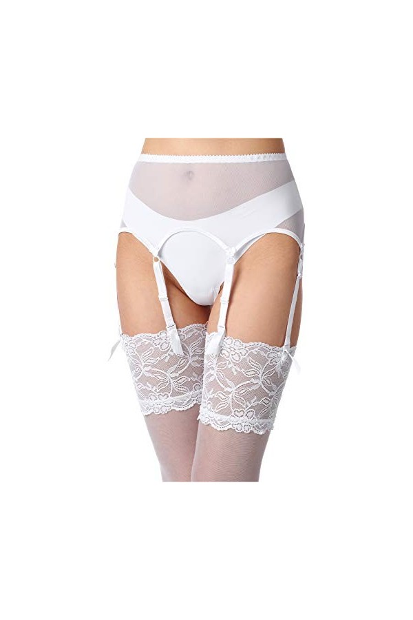 Merry Style Porte-Jarretelles en Dentelle Lingerie Sexy sous-vêtement Femme MSKS912 Ebène, XXXL 