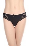 Coswe - Slip sexy extensible en soie et dentelle pour femme, L