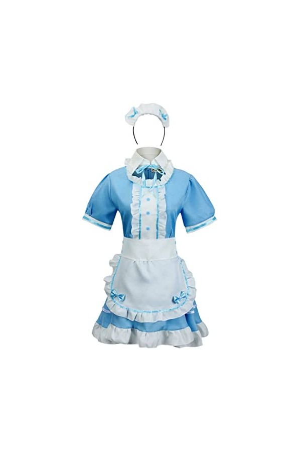 Costume de Femme Lolita French Soubrette Cosplay 4 pièces comme Un Ensemble Comprenant Robe . Couvre-Chef . Tablier . Faux co