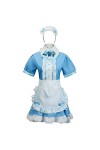 Costume de Femme Lolita French Soubrette Cosplay 4 pièces comme Un Ensemble Comprenant Robe . Couvre-Chef . Tablier . Faux co