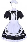 Costume de Femme Lolita French Soubrette Cosplay 4 pièces comme Un Ensemble Comprenant Robe . Couvre-Chef . Tablier . Faux co