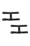 alisikee Lot de 2 Harnais de Jambe en Cuir élastique réglable 2 rangées Style Punk pour Femme - Noir - Taille M