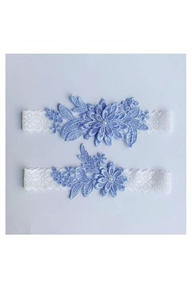 Bamboopack Lot de 2 jarretelles en dentelle pour femme Bleu