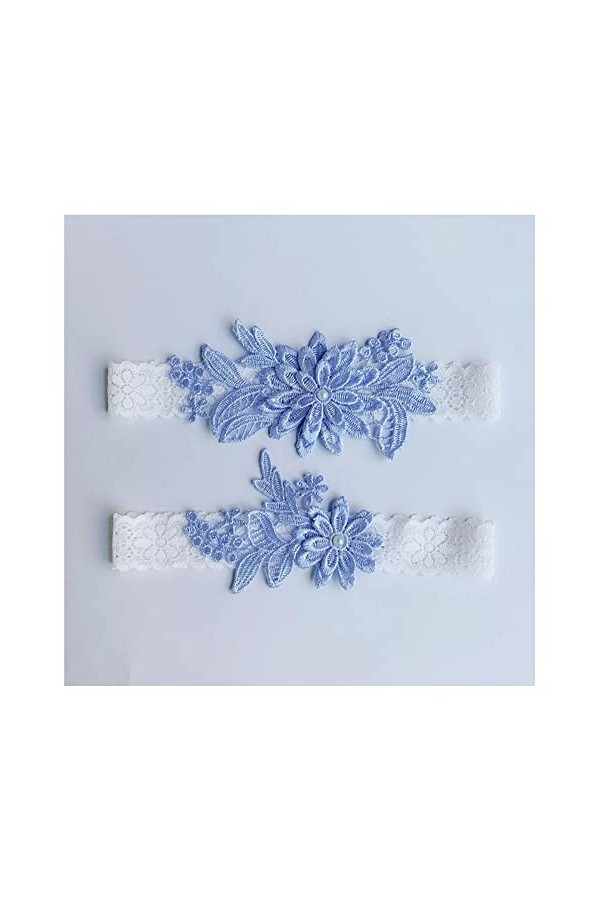 Bamboopack Lot de 2 jarretelles en dentelle pour femme Bleu