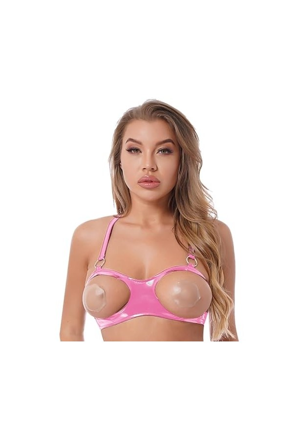 Lingerie Erothique Sexy Soutien-Gorge Ouvert Mamelons Exposés Lingerie,Rose,XL