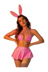 iiniim Lingerie Ensemble Déguisement Lapin Uniforme Femme Sexy Pyjama Soutien Gorge Jupe En Cuir Verni Nuisette Jeu de Rôle T