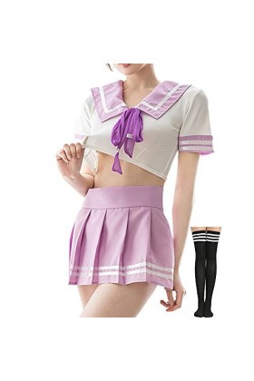 Costume décolière japonaise sexy et coquine pour cosplay, violet, taille S