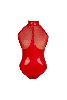 Pdakieyxnd Body Cuir et Combinaison Sexy Femme Sensuelle Latex Coquin Nuisette Dentelle Valentin Body Noir Érotique Chaud Col