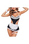 LKRSEEF Maid Tenue Adulte Babydoll Ecoliere Transparente Soubrette Mini Soubrette Érotique Dress Pute Sailor Ensemble Cosplay