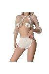 Temptshow Tablier en dentelle japonaise pour cosplay - Pyjama en maille - Noir et blanc