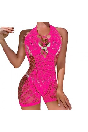 SKFLABOOF Erothique Combinaison Femme Sexy Moulante Bodysuit Transparent Coquine Hot Luxe Deguisement Résille Pyjama Sm Entre