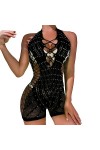 SKFLABOOF Erothique Combinaison Femme Sexy Moulante Bodysuit Transparent Coquine Hot Luxe Deguisement Résille Pyjama Sm Entre