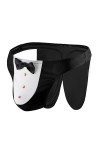 HYQPAI String Soyeux pour Homme avec nœud Papillon et Motif de Dos en T, String drôle Butler Lingerie Cosplay Costume sous-vê