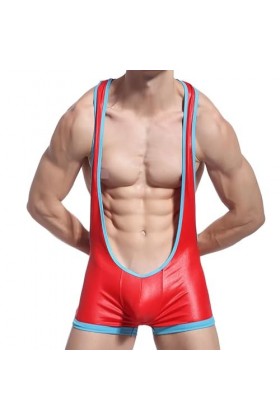 WRAZA Combinaison Catsuit en Latex Simili Cuir pour Hommes Combinaison Brevetée Body Look Humide Vêtements Costumes érotiques