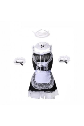 WRAZA Costume de Femme Chambre pour Hommes, Costume de Serveur pour Hommes Costumes Érotiques Travesti Gay Uniforme de Traves
