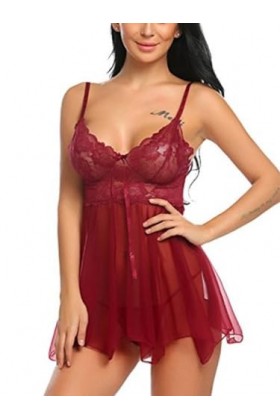 ZTIANEF LatexSexy Sheer Slip Chemise de Nuit Lingerie érotique, Violet, XL