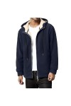 Veste en peluche pour homme - Veste à capuche avec fermeture éclair - Pour lhiver - Chaud - Intérieur en polaire - Manches l