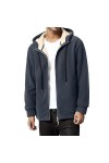Veste en peluche pour homme - Veste à capuche avec fermeture éclair - Pour lhiver - Chaud - Intérieur en polaire - Manches l