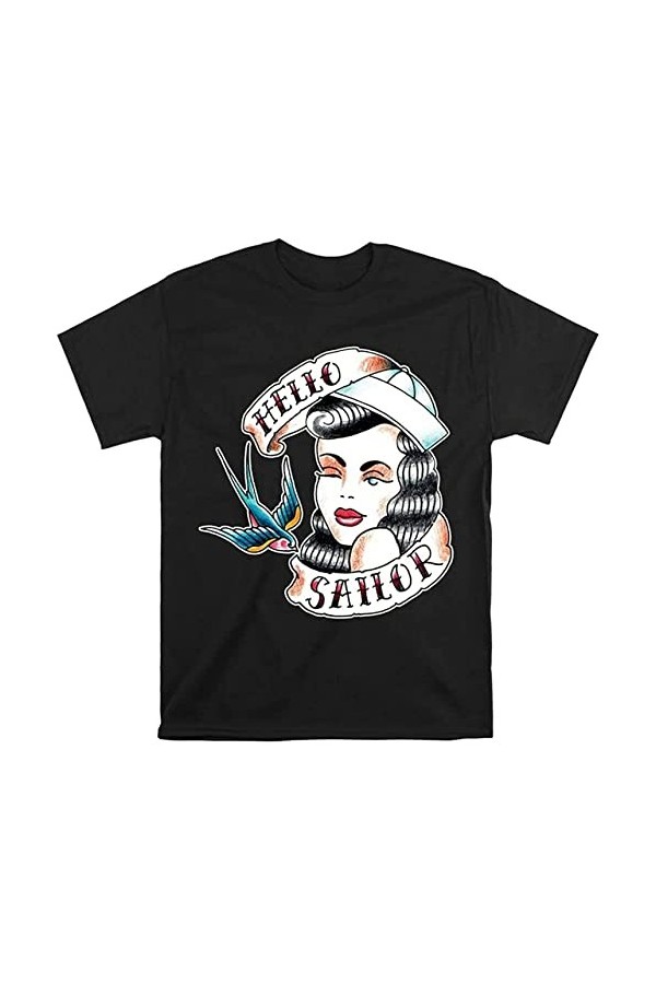 bici Hello Sailor Sexy Tattoo T-Shirt Retro T Shirt Men Tshirt Size M