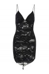 Robe Gothique Trou Sexy en Lambeaux Y2K Sexy Col en V Découpe Mini Robes Noires Femme Mode Partywear Robes-Noir-S