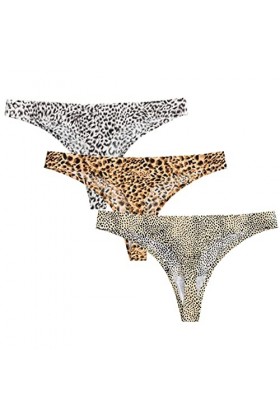 HMLOPX Quatre Saisons Sexy imprimé léopard Tongs sans Couture for Femmes sous-vêtements Respirant Bikini Culotte 3 Pack Ensem