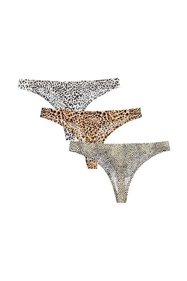 HMLOPX Quatre Saisons Sexy imprimé léopard Tongs sans Couture for Femmes sous-vêtements Respirant Bikini Culotte 3 Pack Ensem