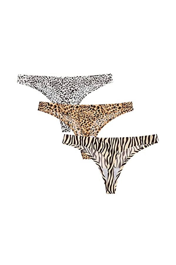 HMLOPX Quatre Saisons Sexy imprimé léopard Tongs sans Couture for Femmes sous-vêtements Respirant Bikini Culotte 3 Pack Ensem