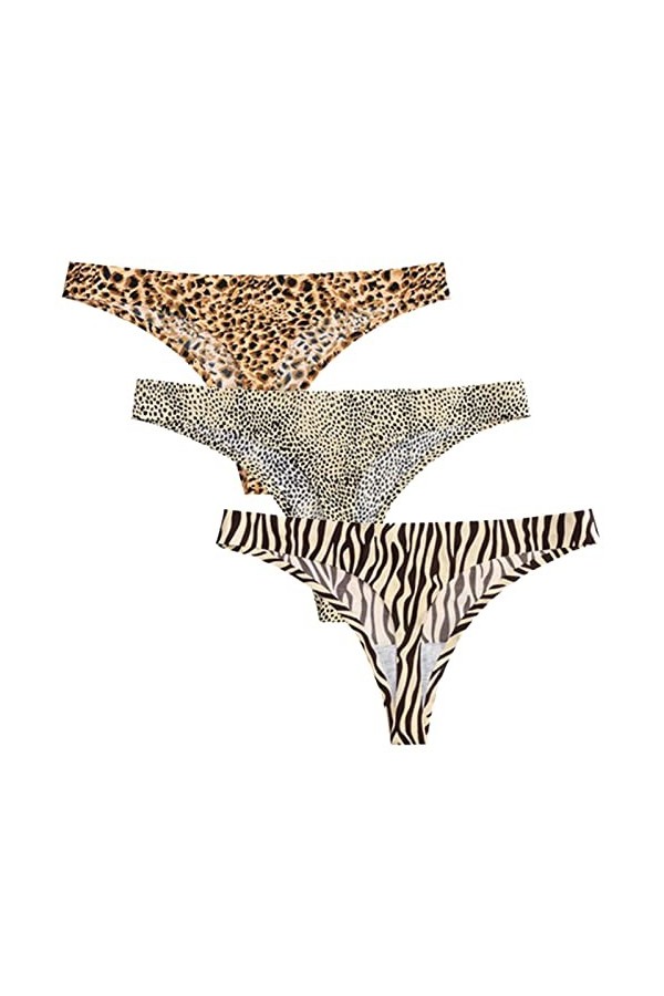 HMLOPX Quatre Saisons Sexy imprimé léopard Tongs sans Couture for Femmes sous-vêtements Respirant Bikini Culotte 3 Pack Ensem