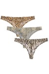 HMLOPX Quatre Saisons Sexy imprimé léopard Tongs sans Couture for Femmes sous-vêtements Respirant Bikini Culotte 3 Pack Ensem