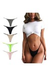 Daily Wear String Sexy for Femme, T Back Culotte Taille Basse Coton sans Couture G-String Bikini sous-vêtements 5 Paquets Co