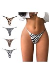 Daily Wear String Sexy for Femme, T Back Culotte Taille Basse Coton sans Couture G-String Bikini sous-vêtements 5 Paquets Co
