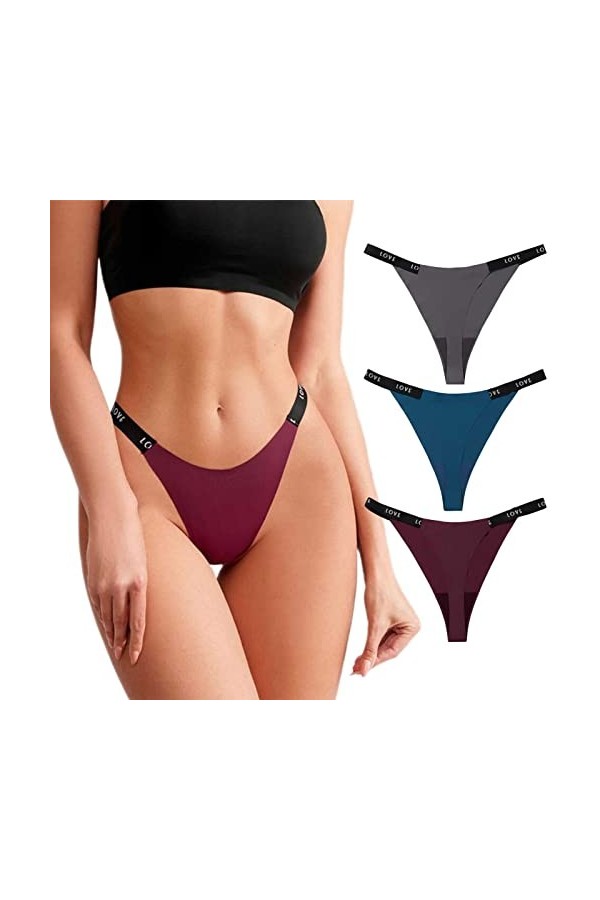 HMLOPX Daily Wear Strings Sexy for Femmes, Culotte String Transparente No Show Taille Moyenne T-Back Bikini sous-Vêtements 3/