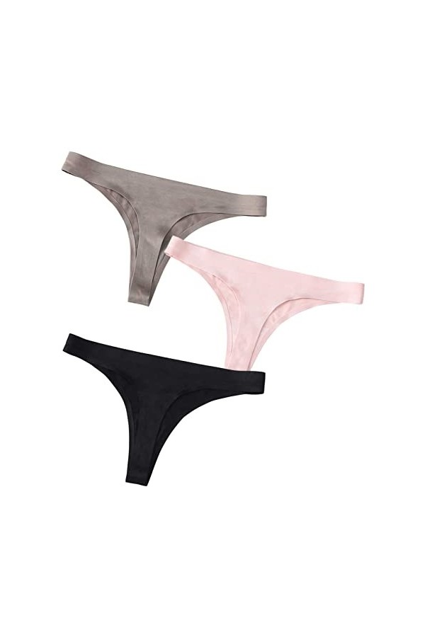 HMLOPX Daily Wear String sans Couture for Femme Stretch No Show Thong T-Back sous-vêtement Taille Basse, Lot de 3 Color : Co