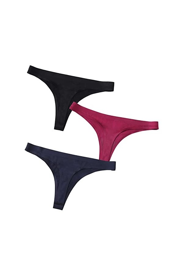 HMLOPX Daily Wear String sans Couture for Femme Stretch No Show Thong T-Back sous-vêtement Taille Basse, Lot de 3 Color : Co