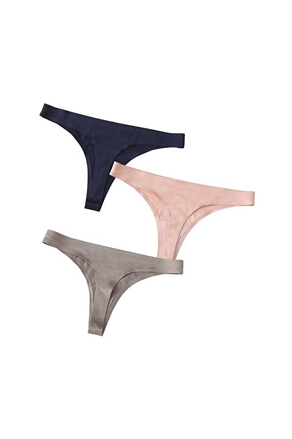 HMLOPX Daily Wear String sans Couture for Femme Stretch No Show Thong T-Back sous-vêtement Taille Basse, Lot de 3 Color : Co