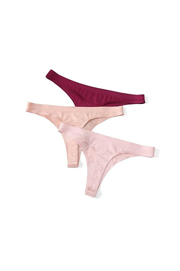 HMLOPX Daily Wear String sans Couture for Femme Stretch No Show Thong T-Back sous-vêtement Taille Basse, Lot de 3 Color : Co