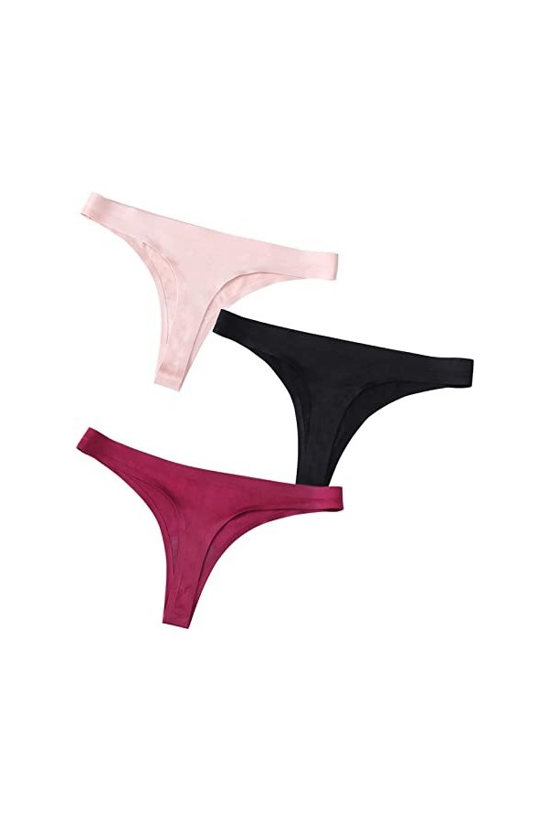 HMLOPX Daily Wear String sans Couture for Femme Stretch No Show Thong T-Back sous-vêtement Taille Basse, Lot de 3 Color : Co